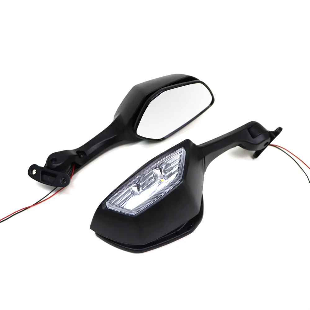 

Universal Motorcycle Rear View Side Mirrors Integrated LED Turn Signals Blinker Indicator Compatible with Street Bikes