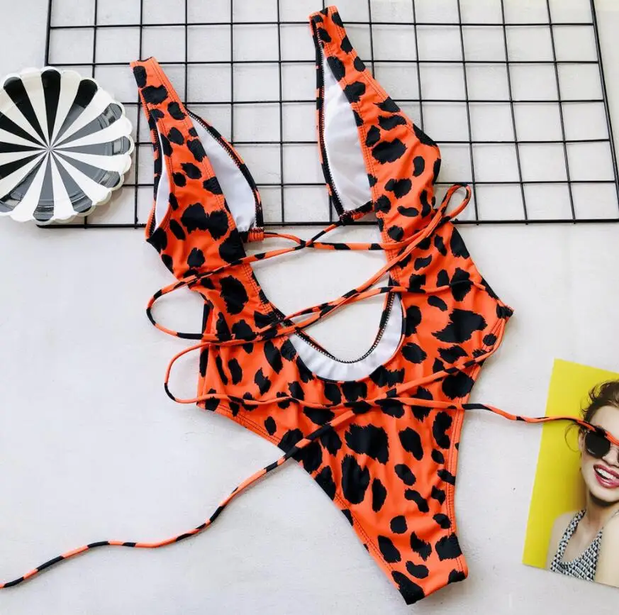 Oem Swimwear Manufacturer Sexy Red Cheetah Print Bathing Suits Hot