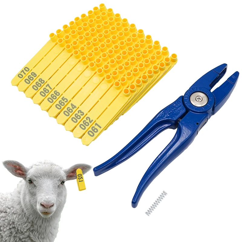 

Farming identification strip type one piece sheep goat TPU ear tag Animal Ear Mark with number Ear Tag Applicator