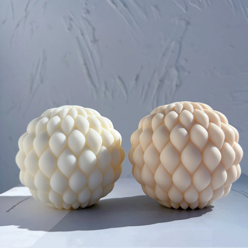 Twirl Raindrop Ball Candle Mold Aesthetic Swirl Home Decor Molds Geometric Curved Round Silicone Candles Mould