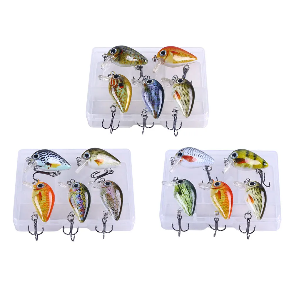 

Newup High Quality 5pcs/lot 2.7cm 1.5g ABS Hard Plastic Mini Crankbait Minnow fishing lures set, 5 colors as pictures