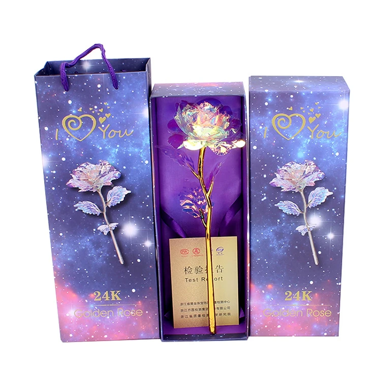 

Hot Sale Valentine's Day Gift 24K Foil Plated Glold Rose Flower With Light For Mother's Day Gift