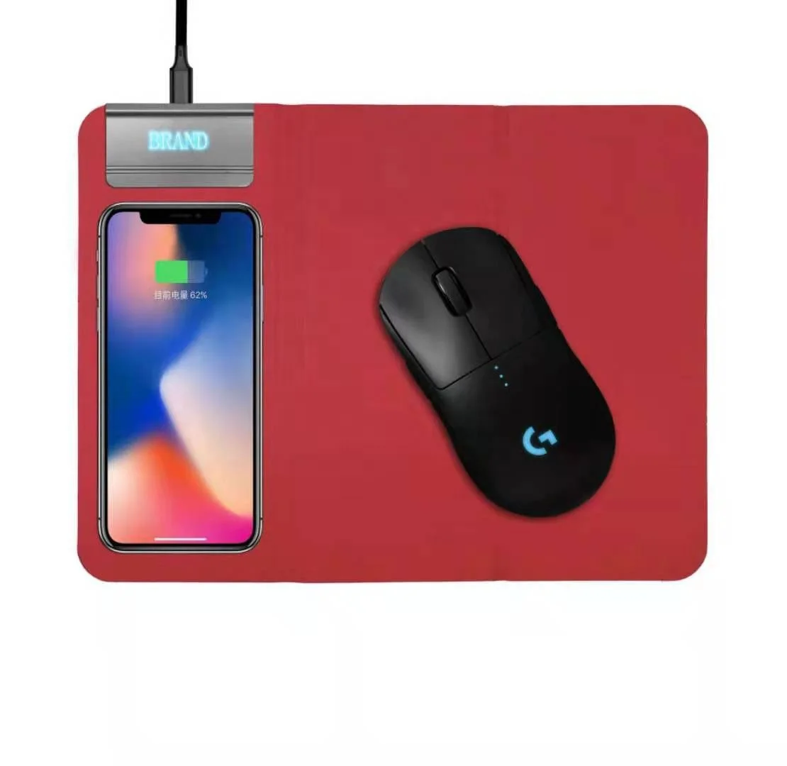 

New Product Custom Logo Leather Multifunction Phone Charger 10W Qi Wireless Charging Folding Mat Gaming Mouse Pad, Red, black, gray etc