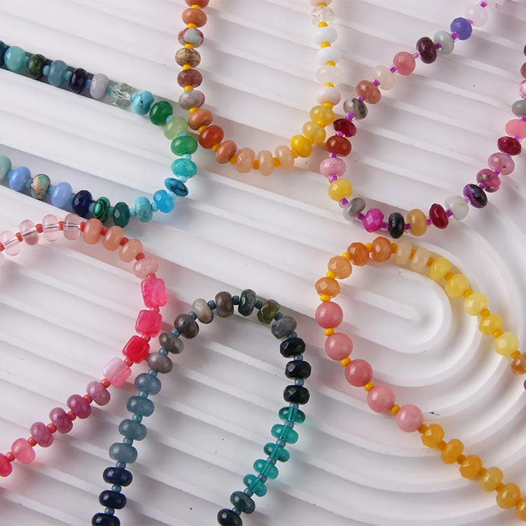 

Vintage Natural Stone Colorful Beaded Plastic Pearl Handmade Charms Choker Necklace Jewelry