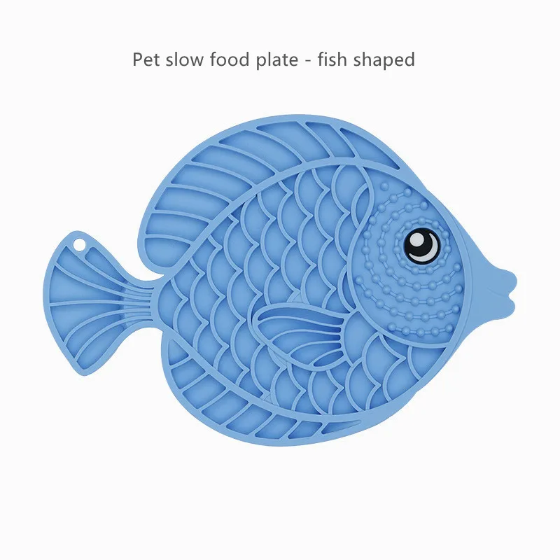 

silicone fish shaped slow food plate to prevent pets from eating quickly