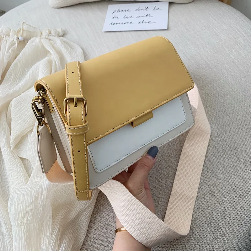 

Women's Bag 2021 new fashion small square bag wide shoulder strap crossbody bag versatile Instagram handbag, 4 color