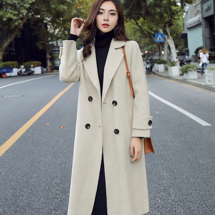 

2019 New Fashion Winter Coat Women Clothing Long Plus Cotton Thick Warm Woolen Jacket Female Outerwear Women Woolen Coat