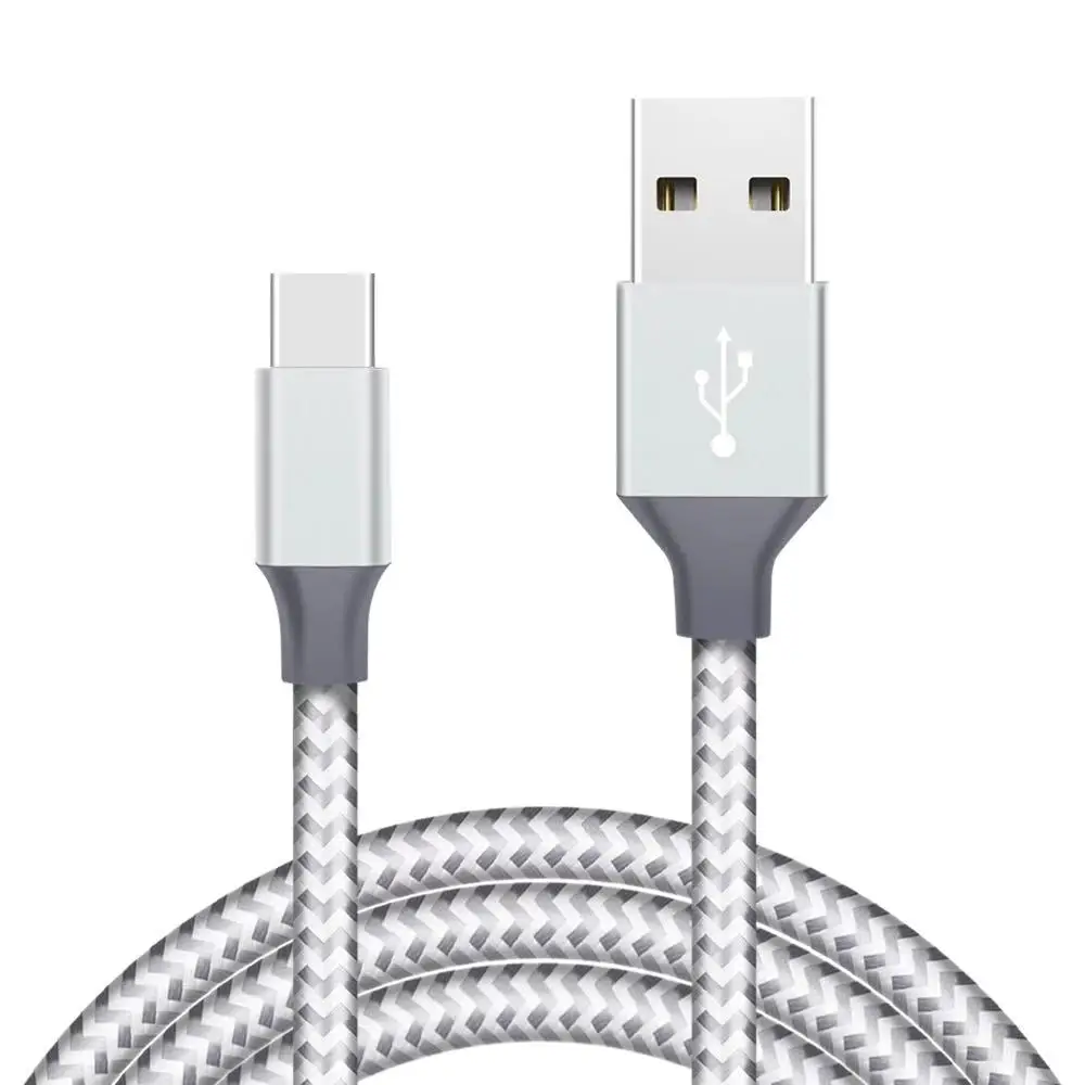 

Free shipping 3FT 6FT 10FT nylon braided data cable 3A type-c USB fast charging cable for Samsung Galaxy USB-C High Speed Cable, White black red