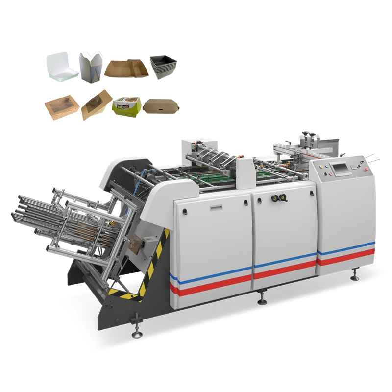 Automatic Pe Coated Food Paper Lunch Box Making Machine Hamburger Box Carton Erecting Machine