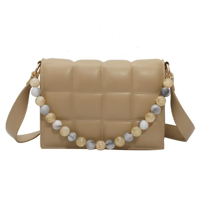 

2021 new trend simple slant bag color beads shoulder spring bag women hand bags