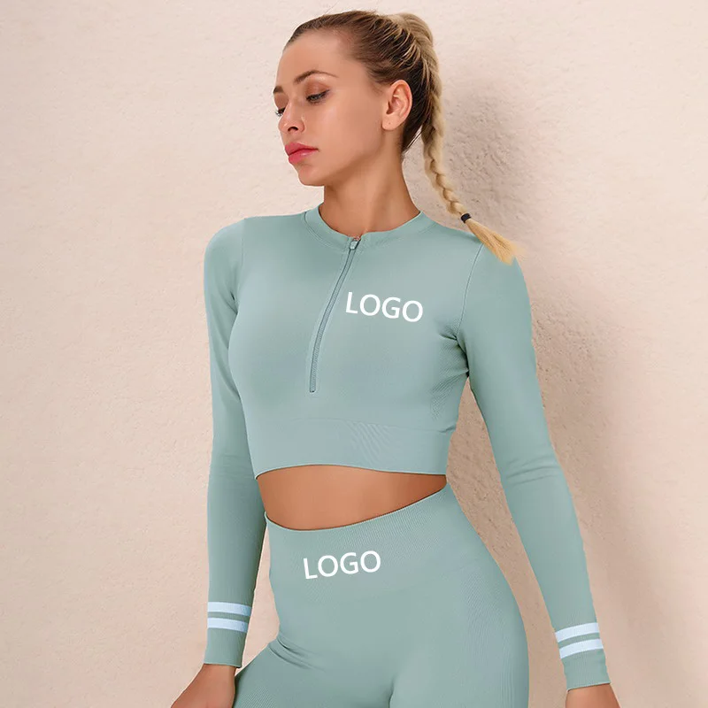 

Hot Selling Yoga Sportswear Skinny Running Breathable Seamless Long Sleeve Pants Suit Two Piece Pants Set