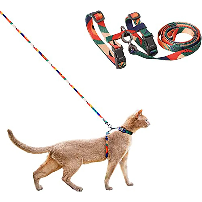 

Cat Harness and Leash Set H-shape Pet Manufacturer Camouflage Outdoor Travel Escape Proof Adjustable Pet Leash for Small Cat Dog