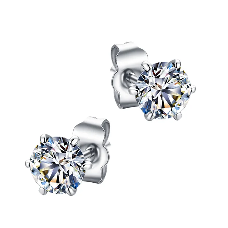 

Moissanite Classic Six Prong Stud Earrings Shinier Than Diamonds 925 Sterling Silver Shiny Women's Earrings Jewelry