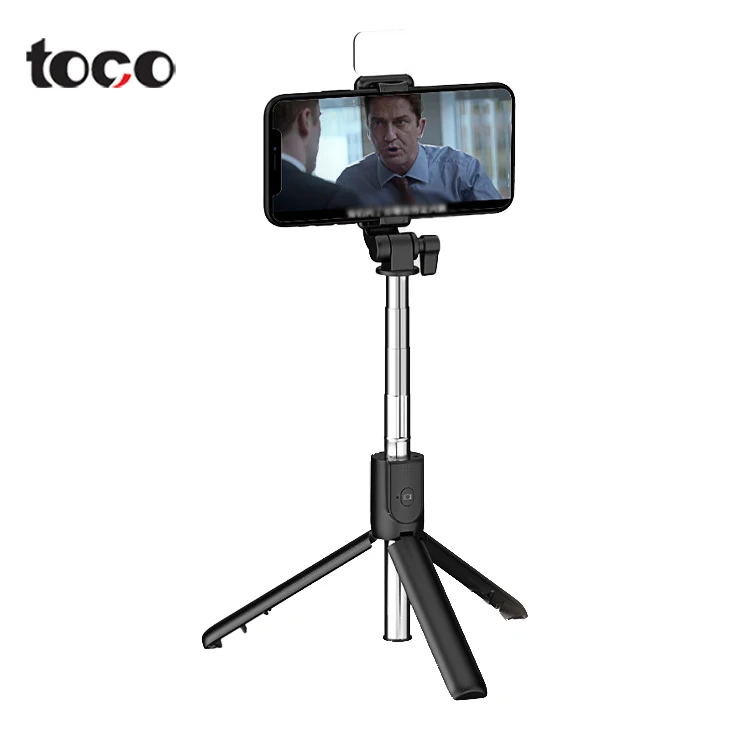 

toco Foldable 360 Flexible Tripod Selfie Stick Led Fill Selfie Light Control flex selfie stick, Black white other