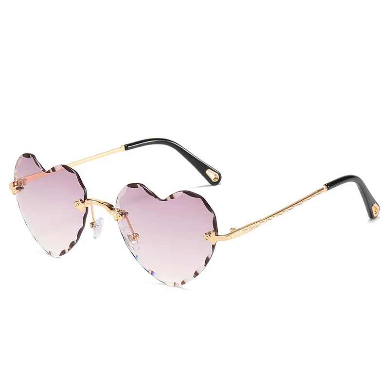 

2021 New Style Hot Sale Elegant Design Rimless Heart Shape Crystal Women Sunglasses, 7 colors
