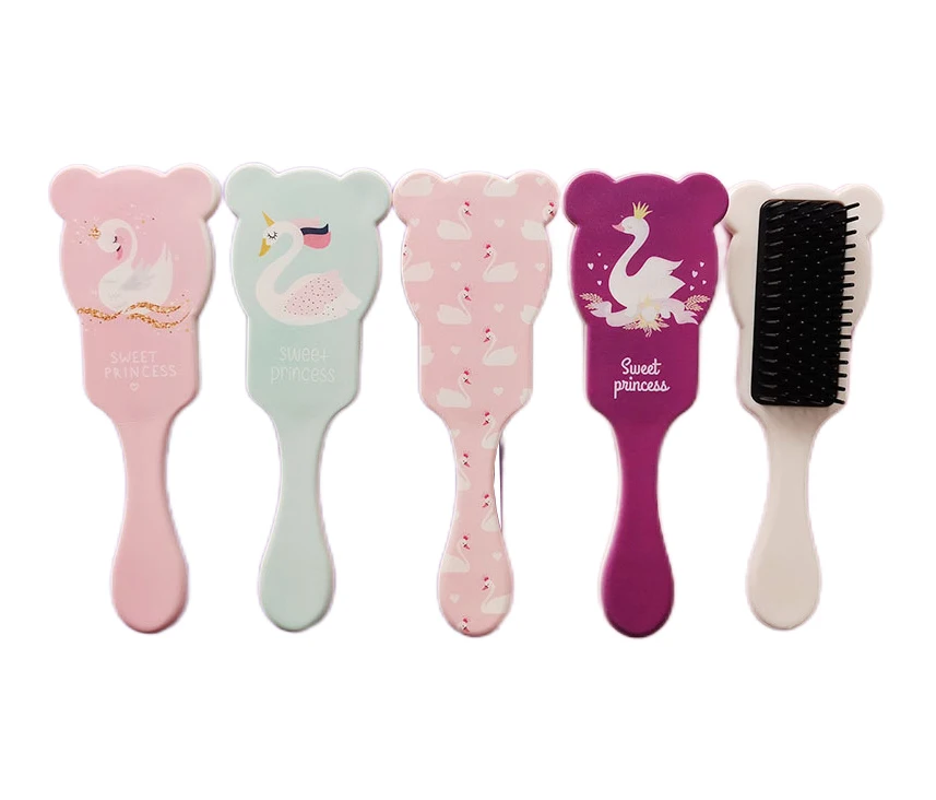 

HEYAMO Free LOW MOQ Factory Direct Detangler HairBrush Kids Newborn Baby Brush Comb Cartoon Sublimation Plastic Hair Brush, Green,hotpink,purple1,purple2