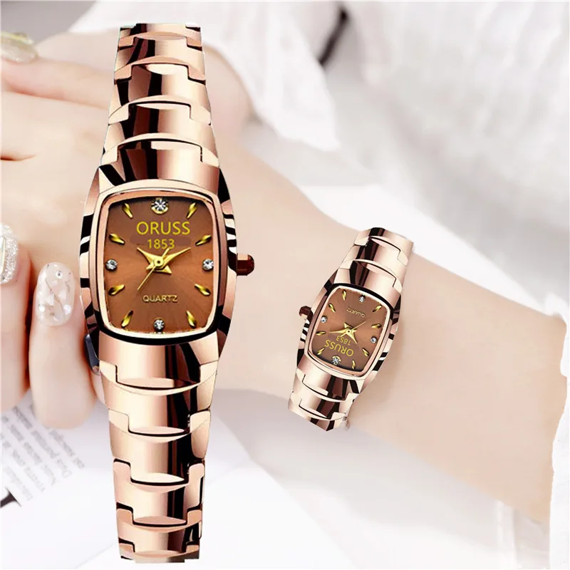 

Hot sale Women's Watch Alloy Quartz Ladies Rose Gold Wrist Watch Tungsten steel color