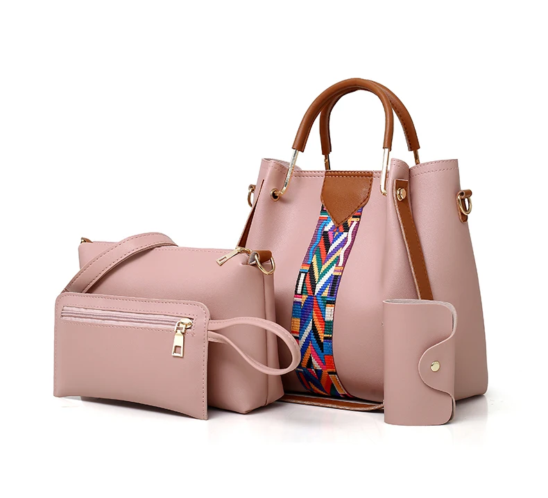 

2020 Hot Wholesale Elegancy Women's Handbags 4pcs in 1Set Tote Leather Handbags for lady