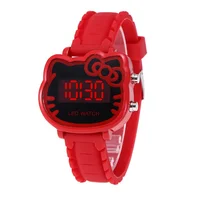 

Cute Cartoon Kitty Cat Dial LED Watches For Children Colorful Silicone Sports Electronic Wrist Watch reloj SW090