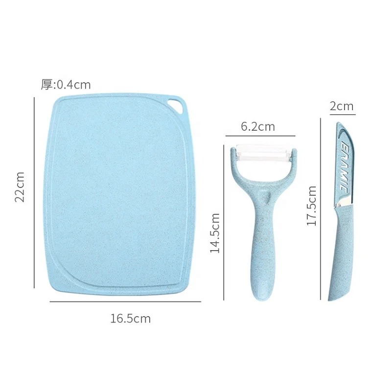 

Wheat straw cutting board thickened kitchen plastic fruit cutting board household complementary food cutting board, Blue/pink/brown