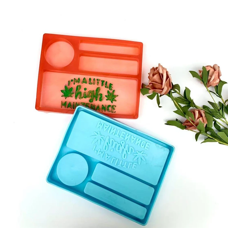 

M342 hot sale resin diy handmade weed grinder roll up tray mold 420 rolling tray silicone mold for resin mold