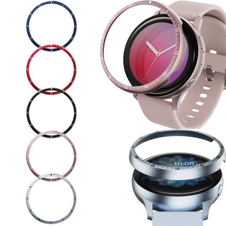 

Bezel Ring Adhesive Cover Anti-Scratch Aluminum Protection forSamsung Watch Active 2 40/44mm, Rose, silver, gold, red