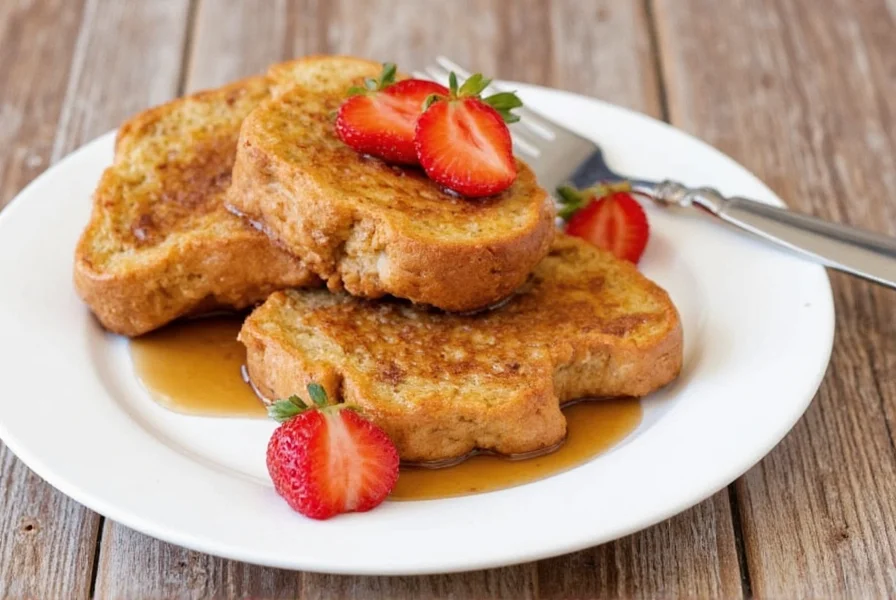 Perfectly golden cinnamon toast crunch french toast slices on a plate with maple syrup drizzle and fresh berries