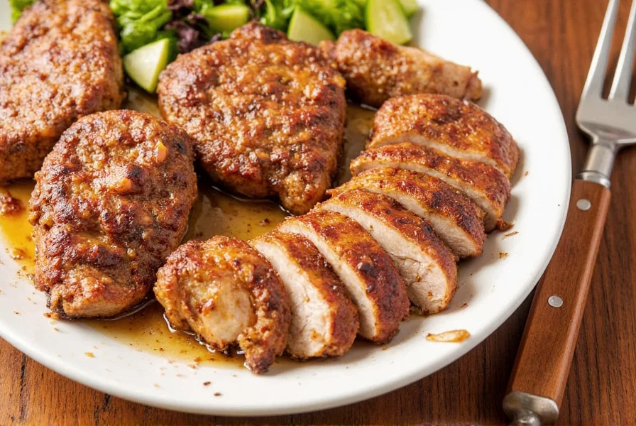 Platter of international pork dishes with spices