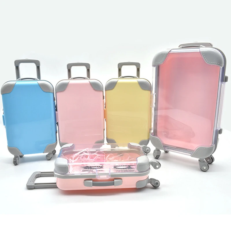 

Cute Mini Luggage Case Eyelash Shampoo Foam Package 3D Mink Eyelashes Suitcase, Yellow, blue, pink