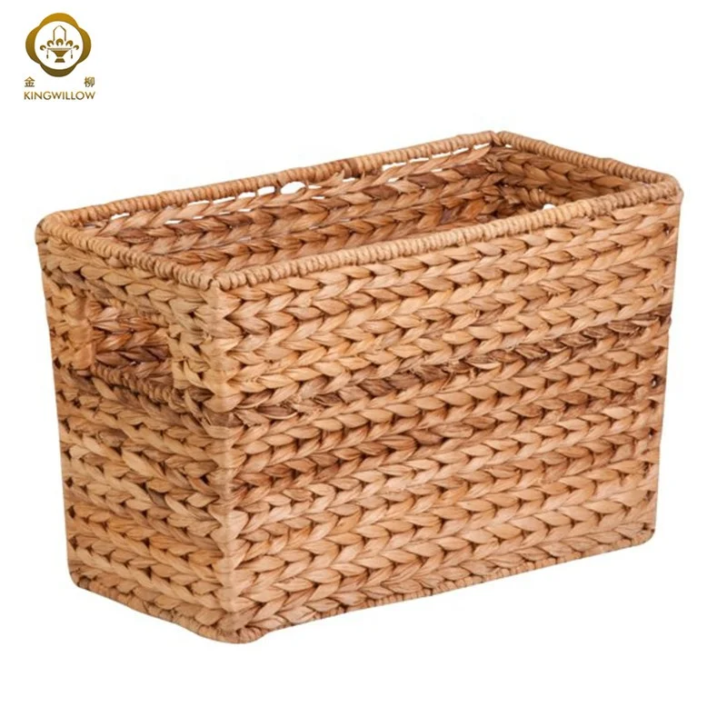 

Kingwillow Eco-friendly rectangular water hyacinth laundry basket with built-in Handle for Household storage, Customized