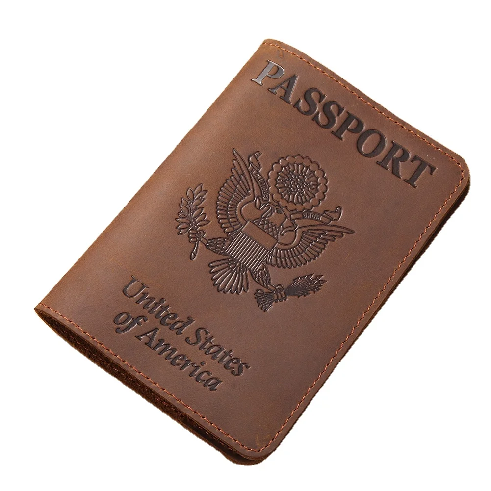 

2021 genuine leather passport wallet rfid blocking leather airplane passport holder, Customized colors