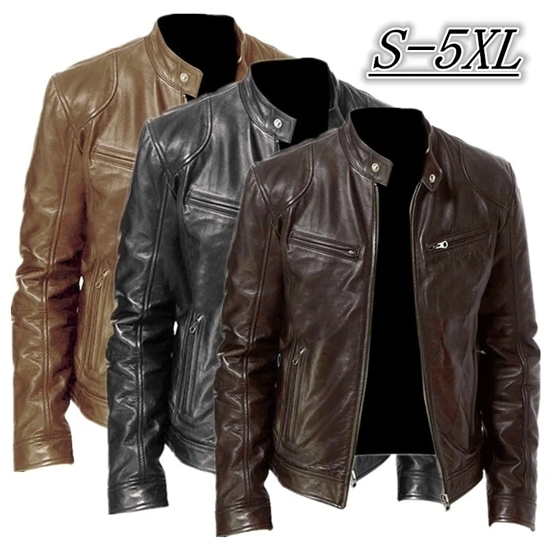 

Factory customized cheap large size men's washed leather jacket winter stand-up collar long-sleeved pilot jacket motorcycle wear