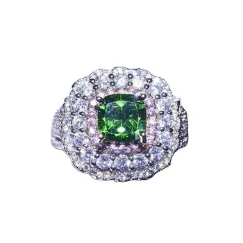 

Platinum plating Mosang variety styles princess colored diamond ring