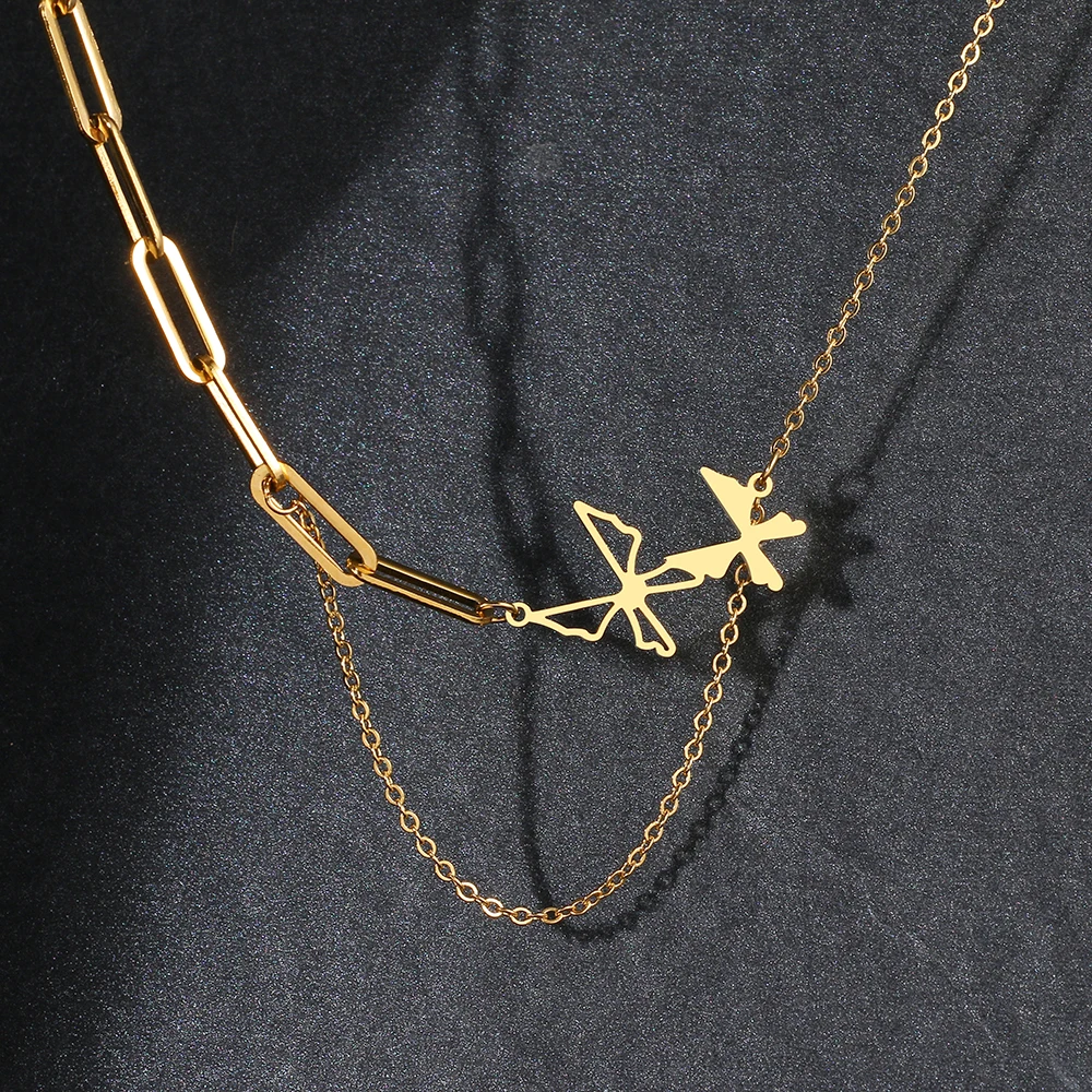 

Stainless Steel Necklaces Exquisite Butterfly Style Gothic Pendants Chain Charm Choker Fashion Necklace For Women Jewelry Gift, Silver gold