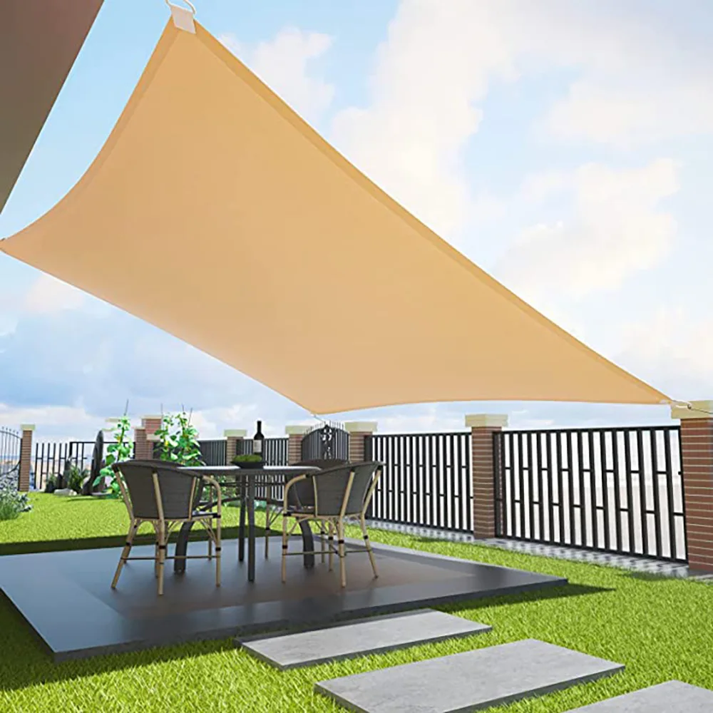 Customization Rectangle Sunshade Sail Waterproof Polyester 90-95% Sun Protection 220gsm Thickness Garden Shading Courtyard