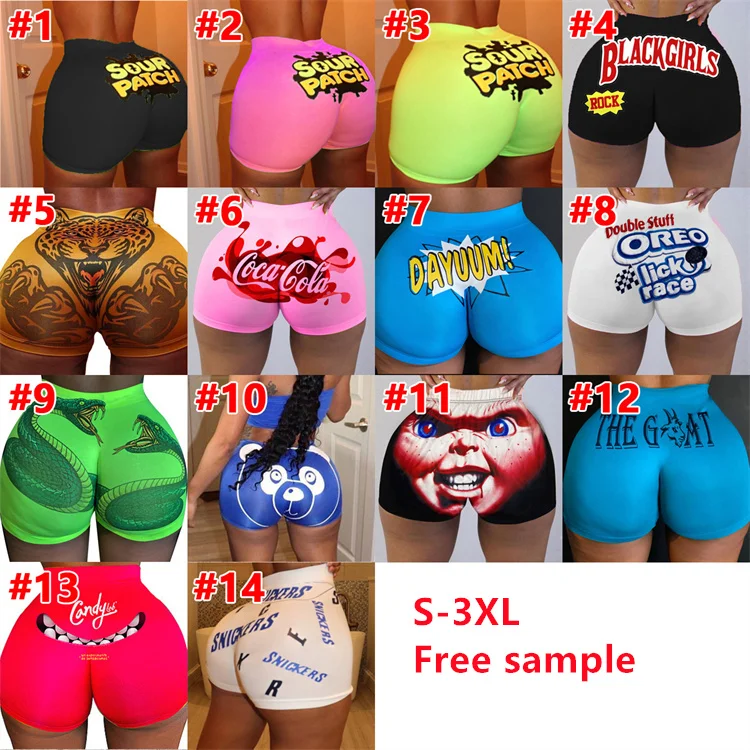 

Sexy Cute Tight Printed Custom Surf Workout Women's Athletic Booty Boy Sports Short Womens Bodycon Shorts, Picture