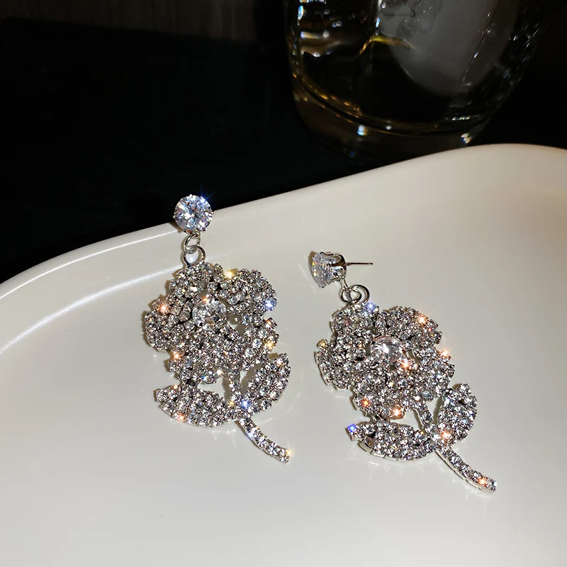 

trendy fashion women luxury flower zircon earring
