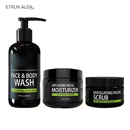 

Natural Face&Body Wash Exfoliating Face Scrub and Anti Aging Face Moisturizing Mens Skin Care Set private label, Custom colors