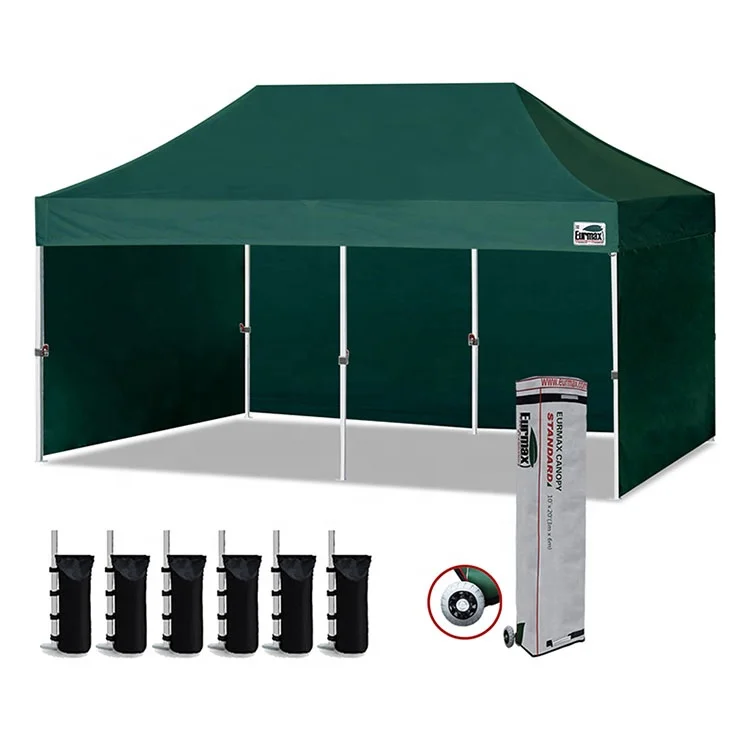 

Eurmax 10x20ft Pop up Canopy with 4 Sidewalls Outdoor Sunshade Tent Event Trade Show Canopy Forest Green