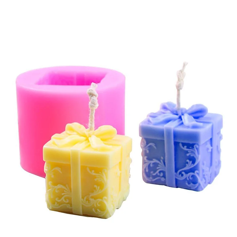 

Custom 3D Christmas Cuboid Shape Moldes De Silicona Para Velas Silicone Candle Molds for Soap and Candles Making, Pink,white