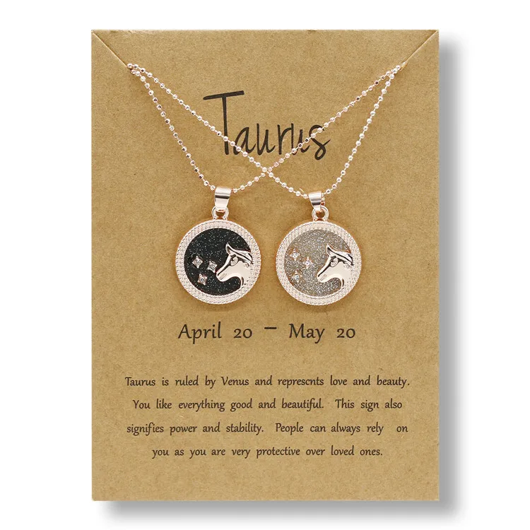 

Circle Women Fashion Vintage Simple Gold Chain Elegant Horoscope Necklace, Picture shows