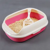 

High Sides Plastic Cat Toilet Litter Pan Box with Scoop