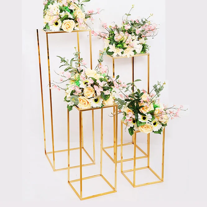 

Hot sale Gold Metal Rectangle Centerpiece Flower Stands Wedding Stand For Sale