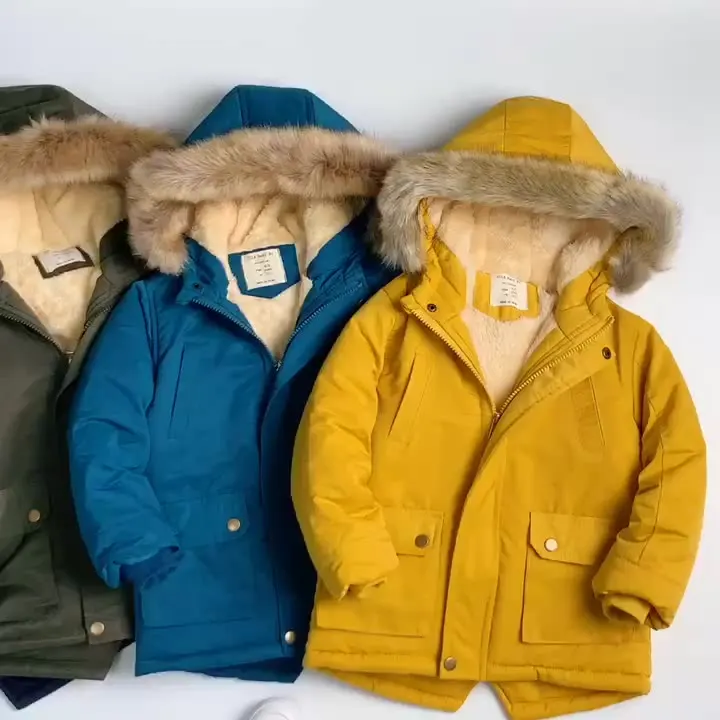 

CS043 Winter coats for girls keep warm unisex kids patchwork fur turn-down collar fashion kids clothing