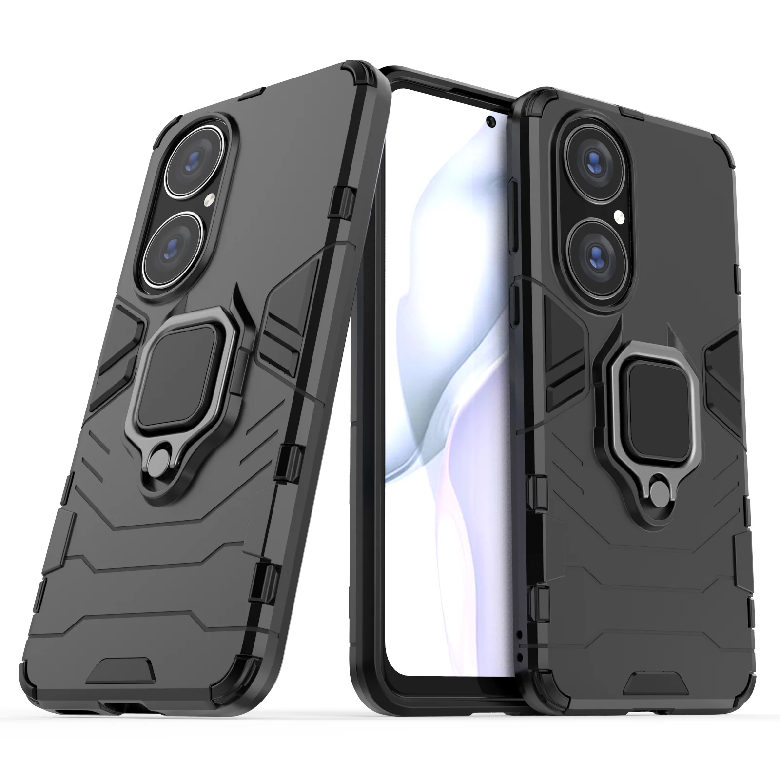 

Hybrid Rugged Armor Kickstand Metal Finger Ring Cover for huaewi P50 P40 P30 PRO LITE E 4G 5G P SMART 2021 2020 2019 Z MATE40 30, Black,sky blue,red.
