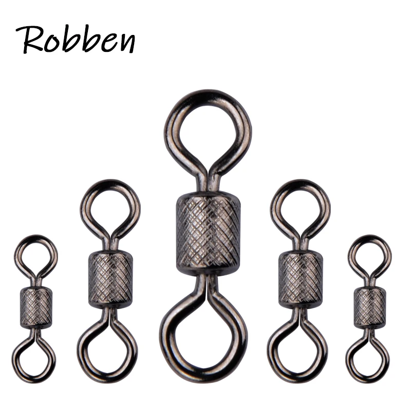 

Robben Fishing Swivels1#-14# 1/0-4/0# Ball Bearing Swivel with Safety Snap Solid Rings Rolling Swivel for fishing, Silver