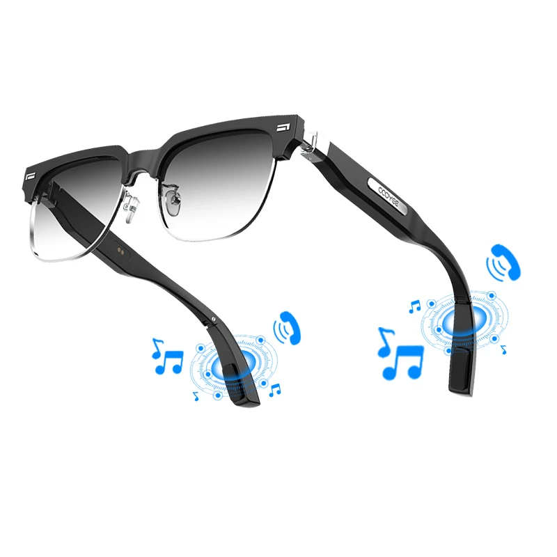 

Black Tech 2 In 1 Design Bone Conduction Headset Headphone with Sunglasses Design