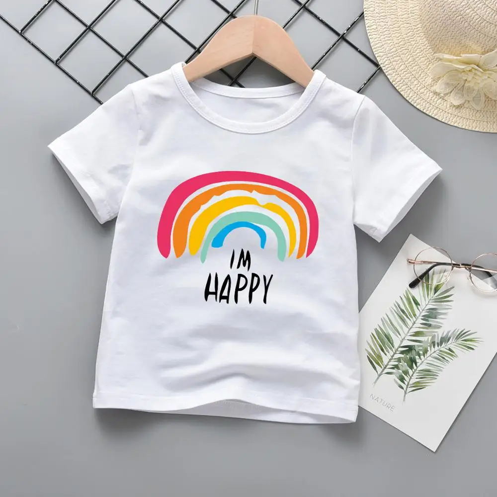 

Boy white summer short sleeve custom Kids baby girls t shirt sizes with cotton prints ins hot style, Pictures shows