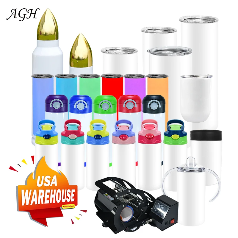 

USA WAREHOUSE Free Shipping Wholesale Variety 20oz 30 oz Sublimation Blank Tumblers Straight Stainless Steel Vacuum Insulated, Customized colors acceptable