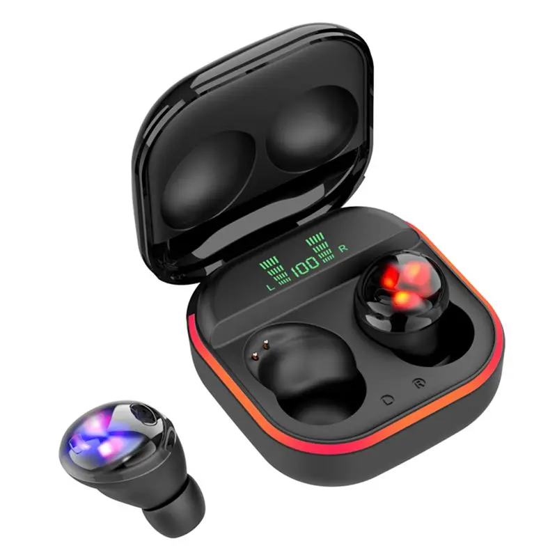 

Mini Headphones S190 Tws 5.1 Wireless Earbuds Earphone Breathing Light Sports Gaming Headset With Led Display, Black / white